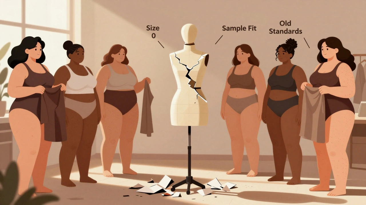 Real diverse bodies standing proudly beside shattered stereotypes of traditional fashion mannequins.