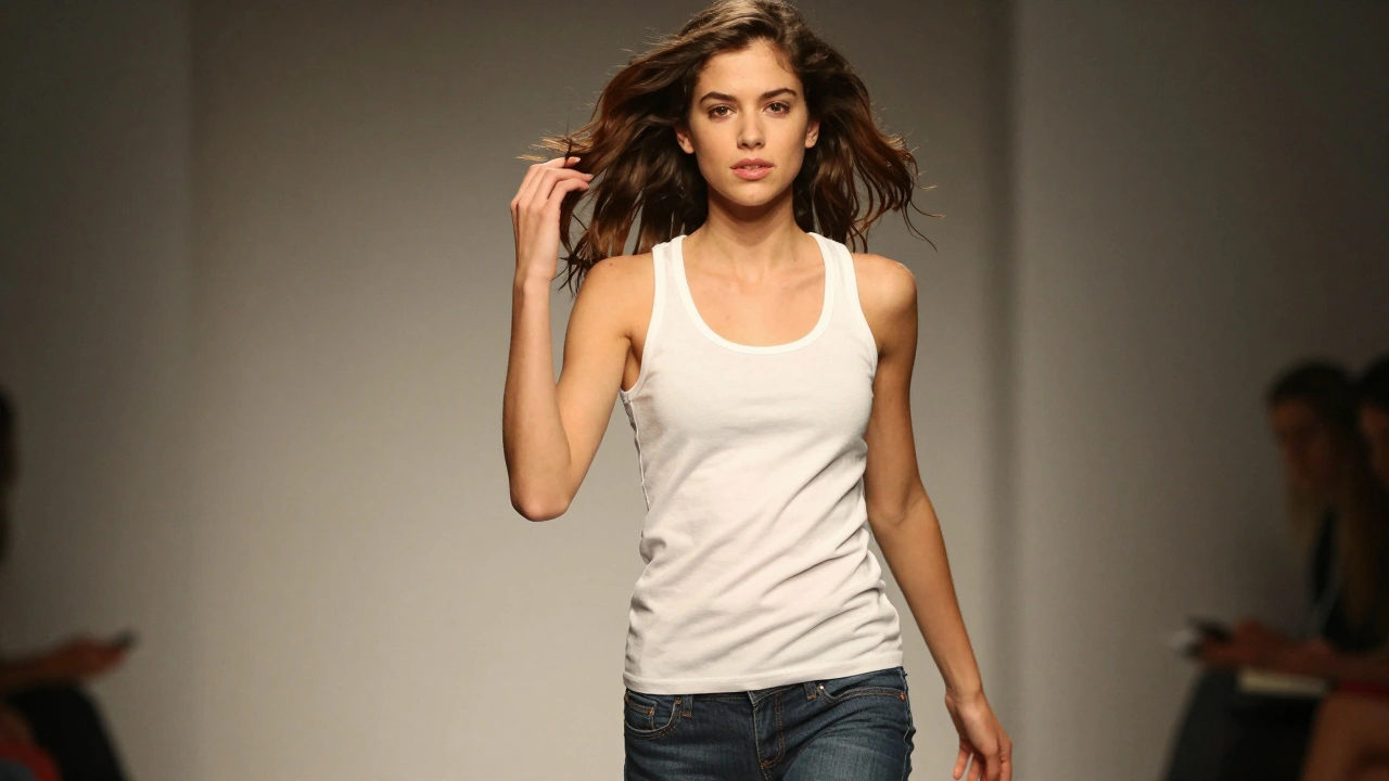 Young woman walking naturally in casual attire, capturing motion and authentic expression for commercial modeling.